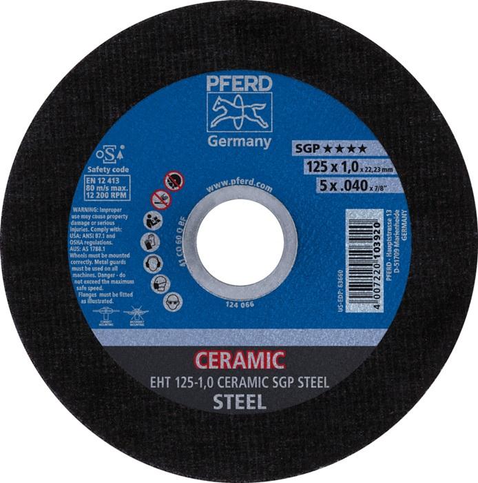 Disque à  tronçonner Ceramic SGP Steel D125x1 mm droit acier perçage 22,23 mm PFERD_0