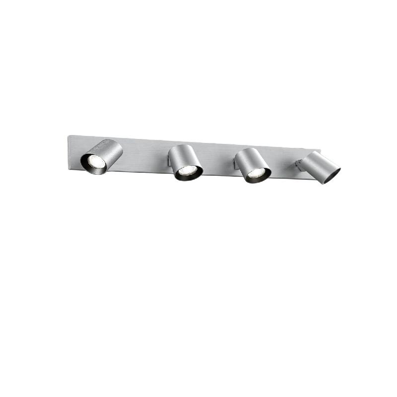 Fabas Luce Spot De Plafond Modo À 4 Lumières, Structure En Aluminium Moulé Sous Pression, Finition Aluminium Brossé, Douille Gu10, Design Moderne_0