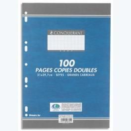 HAMELIN COPIES DOUBLES PERFORÉES BLANCHES 21X29,7 CM 100 PAGES SEYES 70G - SOUS ÉTUIS CONQUERANT SEPT