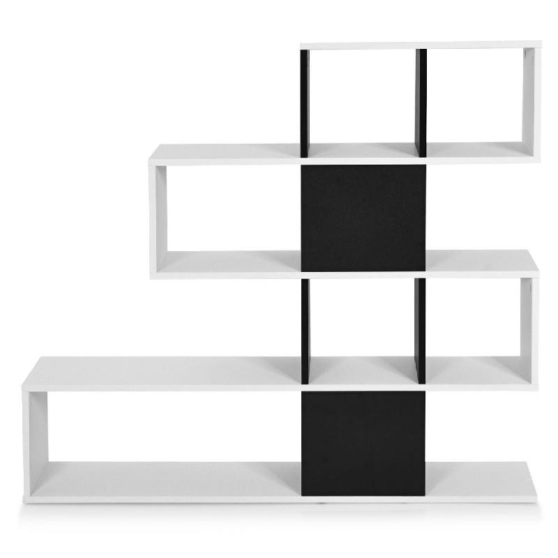 Helloshop26 - Bibliothèque à 5 niveaux 120 x 19,5 x 109 cm rangement sécurisé et design échelle moderne en bois noir et blanc 20_0020085 - 300023_0