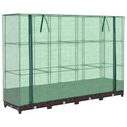 Helloshop26 - Jardinière bac lit surélevé plantes fleurs terrasse jardin surélevée avec housse aspect rotin 160 x 40 x 123 cm Marron 02_0038751 -_0