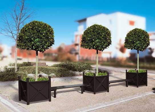 Jardinière - Bacs à Palmier 'Province' avec banquette en acier - 800 x 800 x 750 mm_0