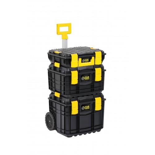 LOT DE 3 CAISSES DE TRANSPORTS EMPILABLES FARTOOLS