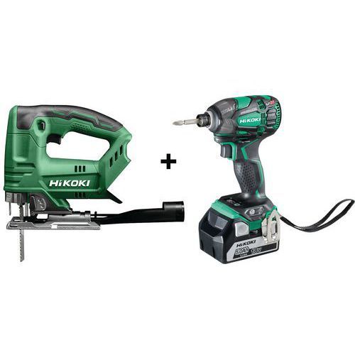 PACK SCIE SAUTEUSE 18V + VISSEUSE À CHOC 18V 5AH IP56
