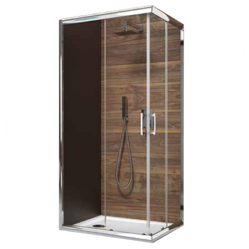 PAROI DE DOUCHE D'ANGLE - PORTES COULISSANTES - VERRE TRANSPARENT - TYXO 90X90 LEDA