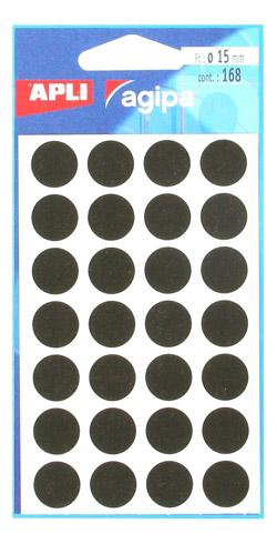 PASTILLE ADHÉSIVE Ø 15 MM AGIPA 111847 NOIRE - BOÎTE DE 168