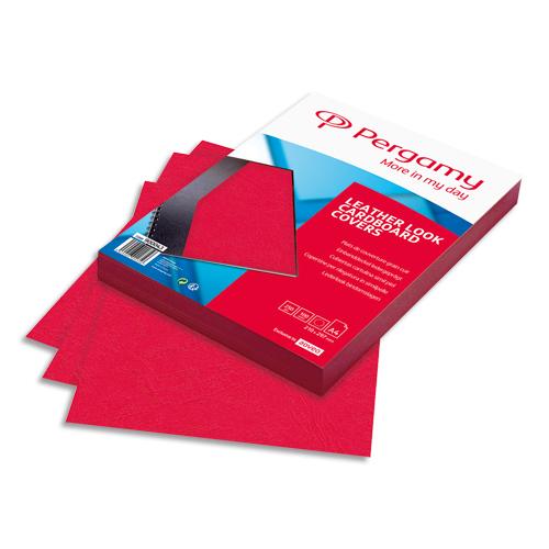 100 Plats De Couverture A4 Grain Cuir PAVO - 250g Rouge - Reliure Présentation Professionnelle