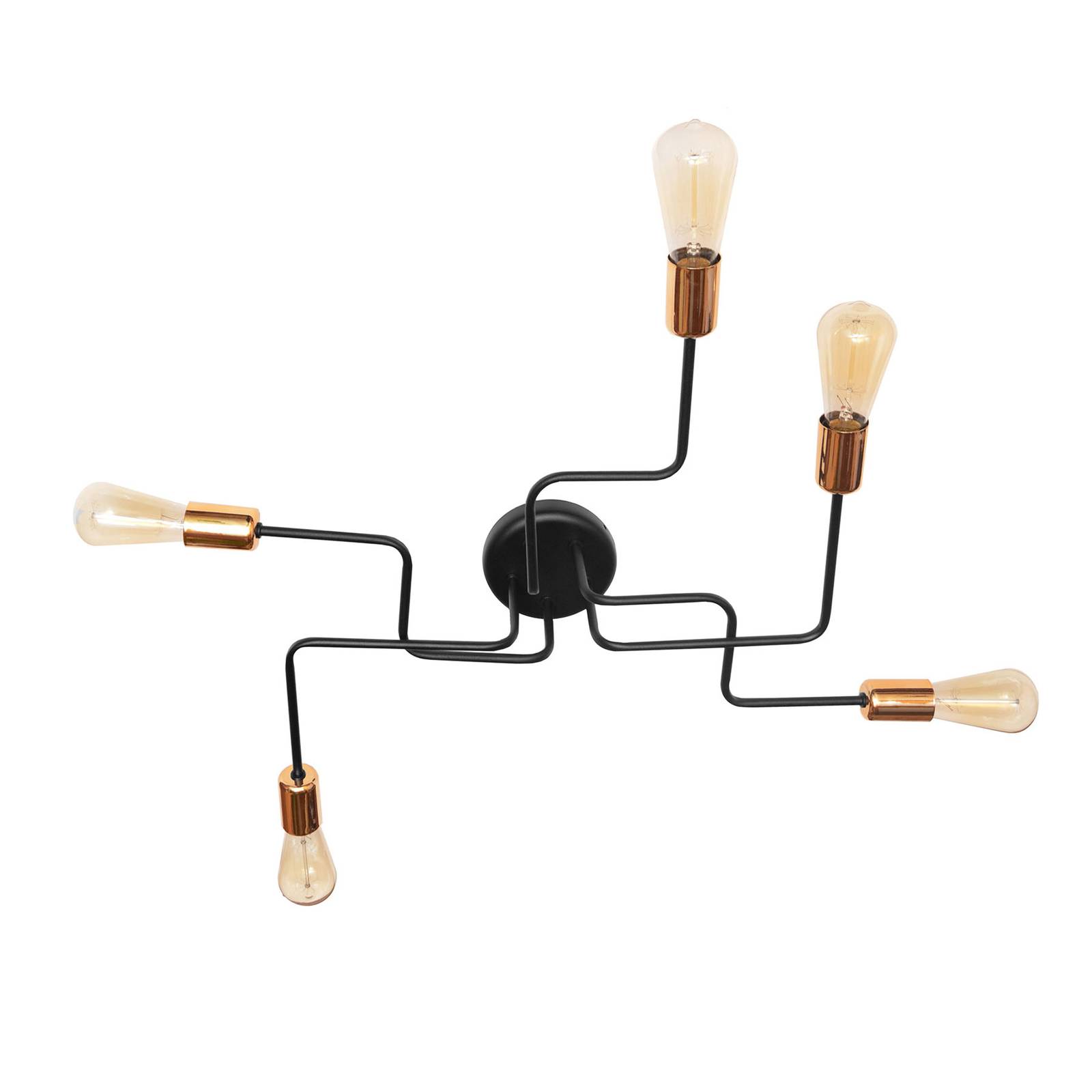 HELAM PLAFONNIER TUBE À 5 LAMPES NOIR/CUIVRE