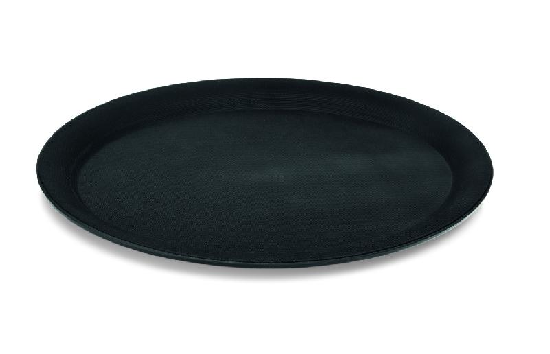 PLATEAU À CAFÉ OVALE EN POLYPROPYLÈNE NOIR, 26,5 CM X 19 CM