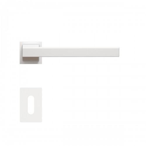 POIGNÉES DE PORTE SUR MINI-ROSACES CARRÉES SÉRIE ER 58QM BOSTON - BLANC - CLÉ L KARCHER DESIGN