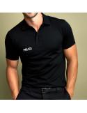 Polo noir manches courtes imprime police - Militaires, Gendarmerie, Police et Sécurité_0