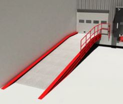 Rampe d'accès fixe conçue pour palier la différence de hauteur entre le quai de chargement/déchargement et le niveau de la rue_0