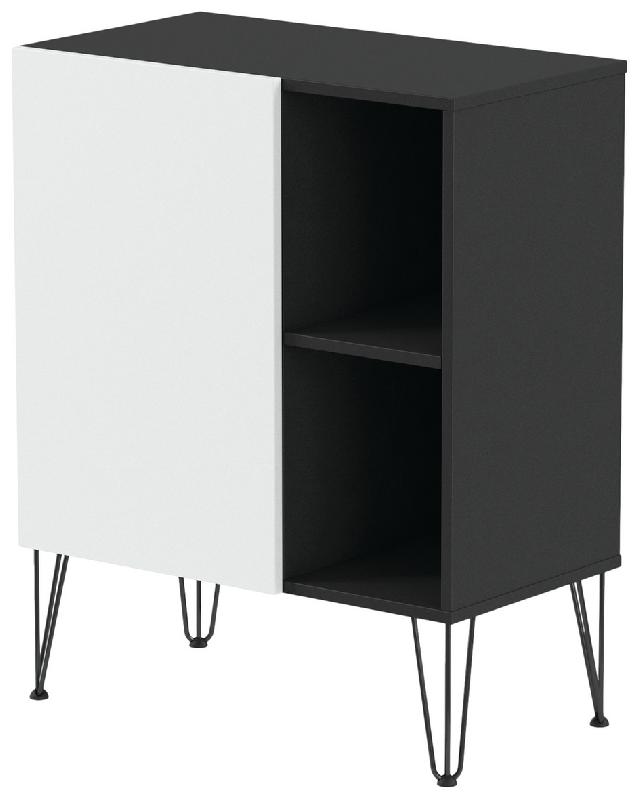 RANGEMENT MI-HAUT JAVA 80 CM 1 PORTE 2 NICHES NOIR/BLANC - MANUTAN COLLECTIVITÉS