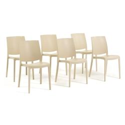RATTATAN Set 6 Chaises en polypropylène avec fibre de verre empilables pour extérieur et jardin, bar et restaurant, cuisine design moderne - CARMEN_0