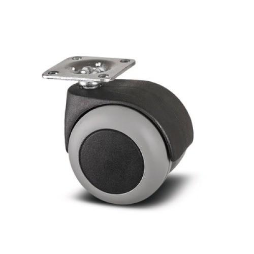 ROULETTE PIVOTANTE POUR TABLES ET BUREAUX AVEC PLATINE 38X38 MM - SANS FREIN TENTE