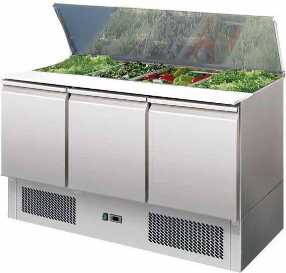 Saladette à poser - 3 portes avec couvercle télescopique - Réfrigération +2°C/+8°C - Marque L2G_0