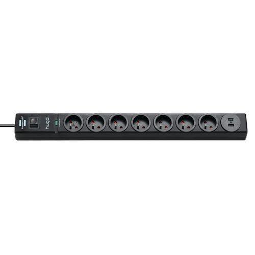 SOCLE HUGO 7 PRISES NOIR 2USB 2MPARASURTENSEUR - BRENNENSTUHL