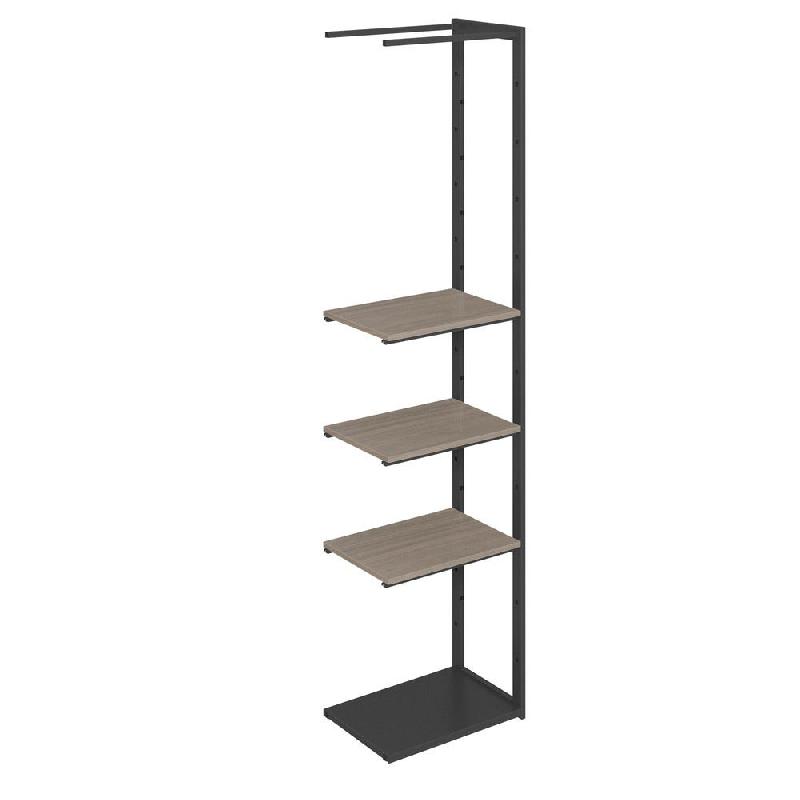Suite structure Cage noir base métal 58x40x240cm 3 tablettes noyer foncé_0