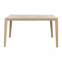 Table de réunion rectangulaire L 160 x P 140 cm, piétement bois massif - Absolu - plateau chêne_0