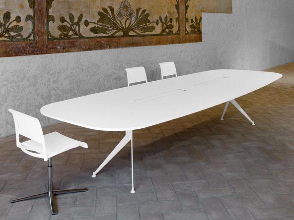 Table de réunion rectangulaire design - Usoa Akaba - 210/270 x 120 cm - Bois mélaminé 30mm - Top access en option_0