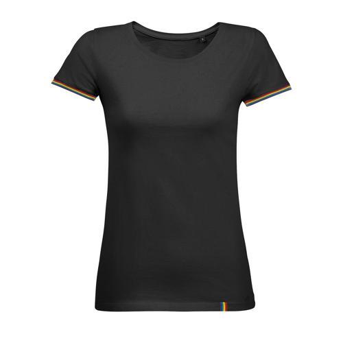 TEE-SHIRT PERSONNALISABLE FEMME EN COTON NOIR/MULTICOLOR
