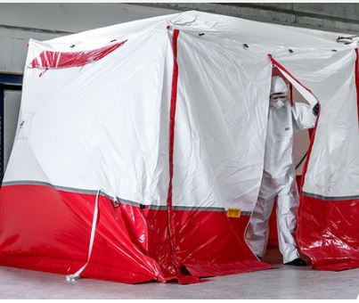 Tente de décontamination à toit plat 350 KE avec thermo-désinfecteur TES 200 - surface de 12,25 m²_0