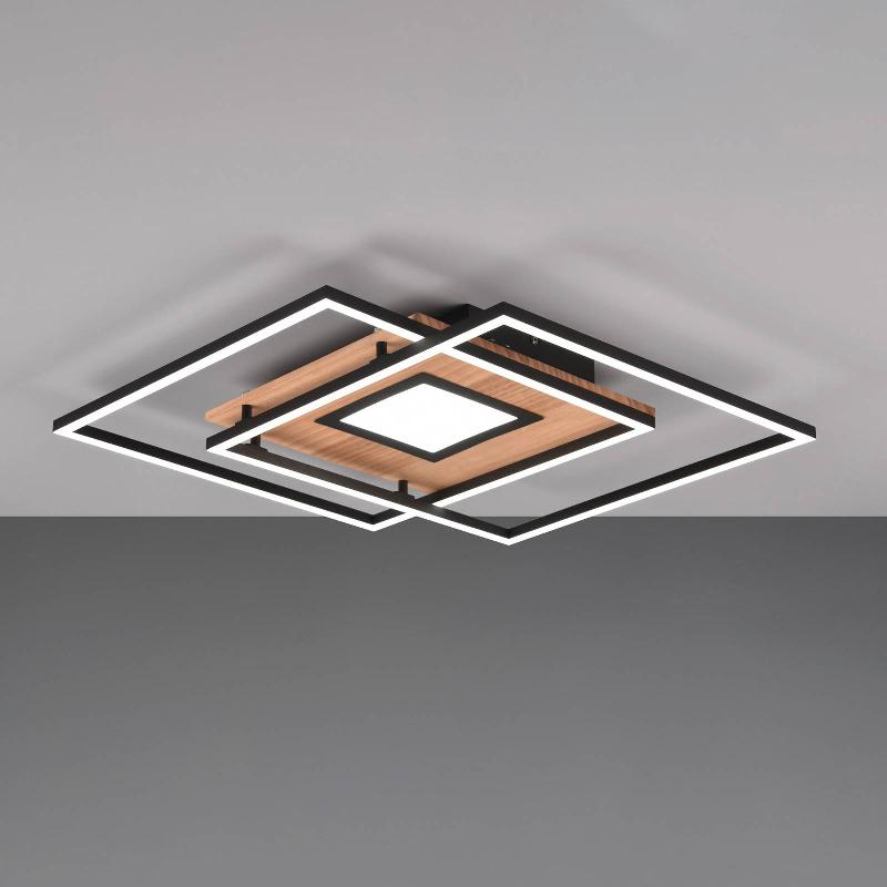 TRIO LIGHTING PLAFONNIER LED VIA CCT DIM TÉLÉCOMMANDE BOIS/NOIR