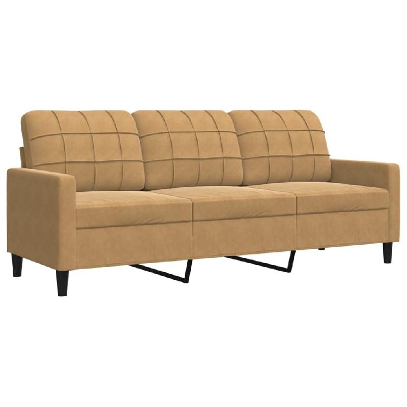 VidaXL Canapé à 3 places Marron 180 cm Velours Modèle Dervonia - 4007641_0