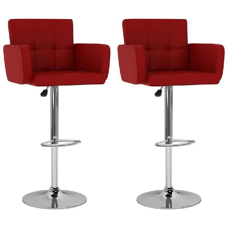 VidaXL Tabourets De Bar Lot De 2 Rouge Bordeaux Similicuir - rouge 323659_0