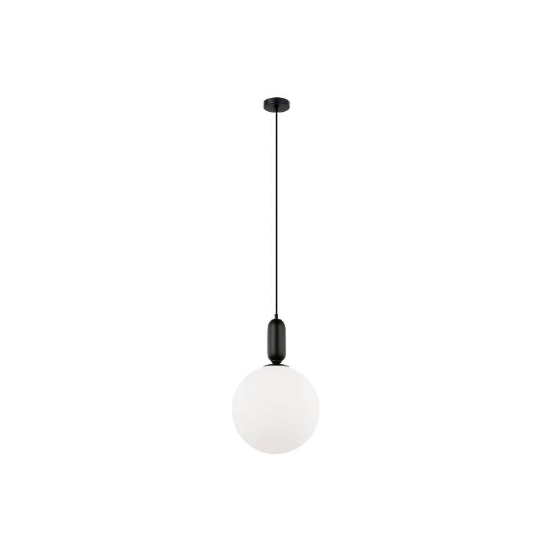 VIOKEF SUSPENSION NEPTUNE AVEC ABAT-JOUR EN VERRE, NOIRE