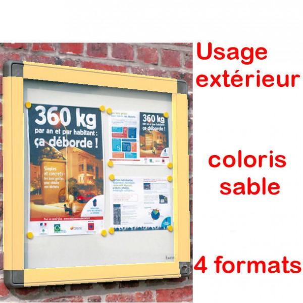 Vitrine extérieure cadre sable - verre trempé - format 4 x A4 - étanche - Marque Rolléco_0