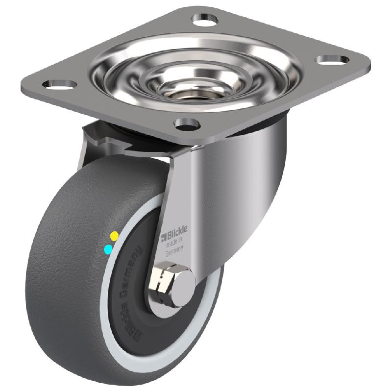 Roulette pivotante de 80 mm en acier inoxydable avec thermoplastique gris conducteur d'électricité_0