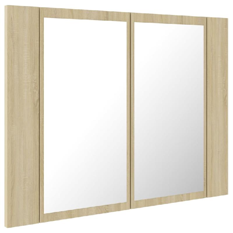ARMOIRE À MIROIR À LED DE BAIN CHÊNE SONOMA 60 X 12 X 45 ACRYLIQUE 02_0006747_0
