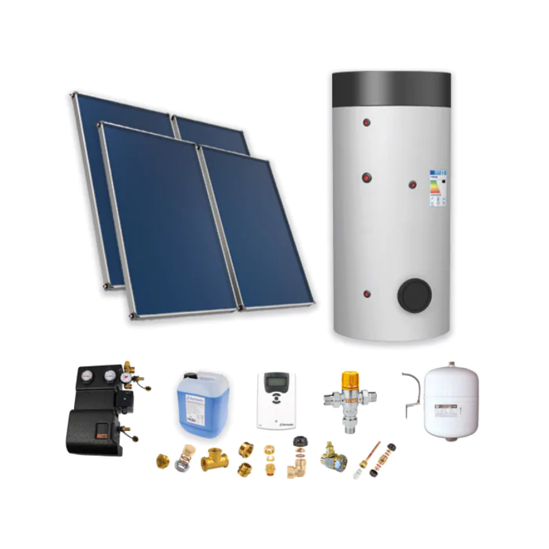 Astrea Pack D - SSC toiture plate 4 capteurs solaires, ballon combiné 800L production ECS semi-instantanée, accessoires - Thermador - PSOLCHECSP48TP_0