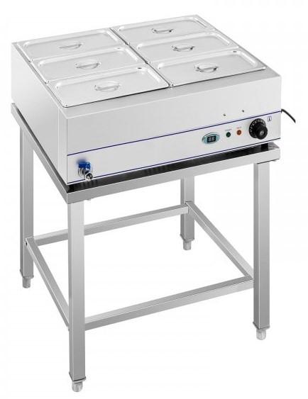 Bain-marie - 6 bacs gn 1/3 - avec table et robinet de vidange_0