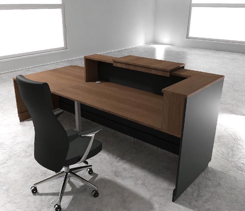 Bureau d'accueil ergonomique et Design Delta - Droite, Noir, Non, 262, Acacia foncé_1