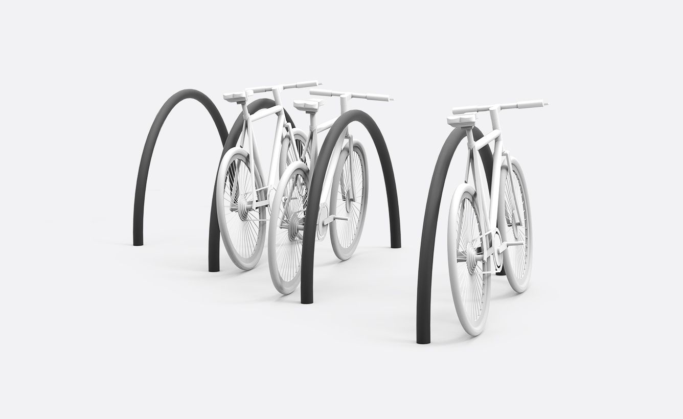 Ciclo parking à vélos - Larusdesign - demi-cercles en acier - 1 vélo par module - montage caché ou en surface_0