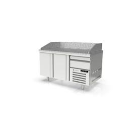 CORECO Meuble A Pizza Avec Tiroirs A Patons - 2 Portes -2/+8 - 1565X800X850 - Int Et Ext Aisi 304 - Dessus Granit Avec Dosseret MR80-160 - Acier inoxy_0
