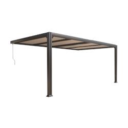 COULEURS DU MONDE Pergola adossée bioclimatique Charlotte 3,5x5m en aluminium à lames orientables - gris aluminium 3700263328688_0