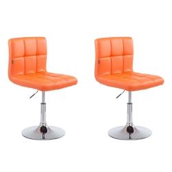Décoshop26 - Lot de 2 chaises de salle à manger style moderne et design en synthétique orange hauteur réglable pivotant pieds en 10_CDS10090 - 300_0