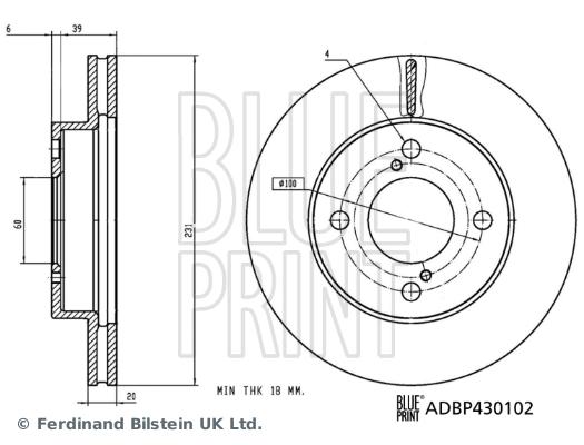 Disque de frein ventilé Blue Print ADBP430102 - boîte de 1 disque - pour montage avant_0