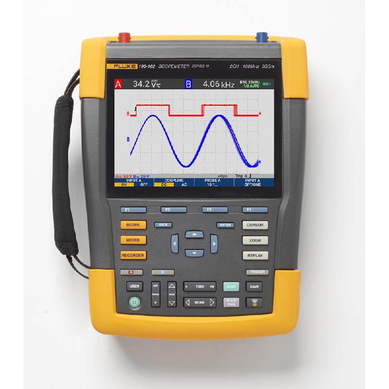 FLUKE-190-102-III-S | Oscilloscope numérique portable ScopeMeter, 2 voies 100 MHz, entrées flottantes, avec logiciel et mallette_0