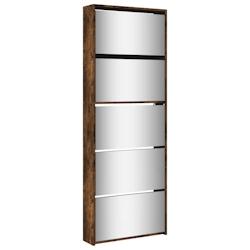 Helloshop26 - Armoire à chaussures range chaussures rangement meuble entrée couloir salon miroir 5 niveau x 63 x 17 x 169,5 cm brun 02_0021889 - 300_0
