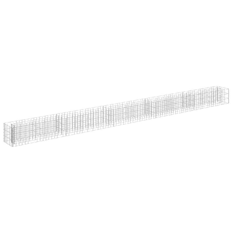 Jardinière lit surélevé à gabion pour plantes et fleurs - acier galvanisé - 450 x 30 x 30 cm - 02_0001298_0