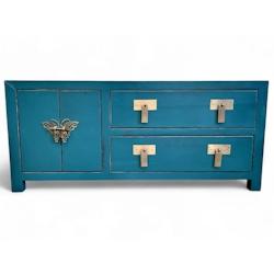 OPIUM OUTLET Armoire buffet commode sideboard console chiffonnier bleu asia meubles chinois asiatique vintage oriental entièrement monté - bleu Bois_0