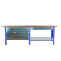PROREGAL Etabli BUFFALO WOOD avec 6x Tiroir| HxLxP 86,5x210x75cm | Capacité de Charge 1000kg | Bleu - bleu métal PR_RS157-80_0