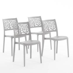 RATTATAN Set 4 Chaises en polypropylène avec fibre de verre empilables pour extérieur et jardin, bar et restaurant, cuisine design moderne - FLORA -_0