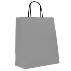 Déstockage // Sac papier gris poignées torsadées 27+12x37 cm - Vendu par 250 - 3760365401177_0