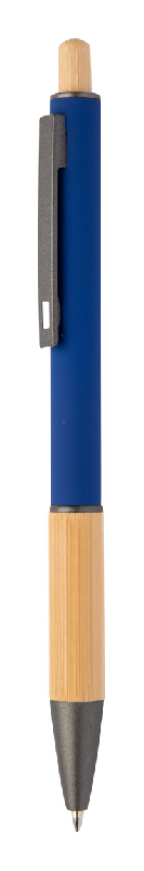 Stylo à bille en aluminium recyclé - Embase en bambou et finitions en bronze - Encre bleue_0
