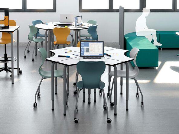 Lot de 4 tables de formation Arrow avec réglage en hauteur pour école_0